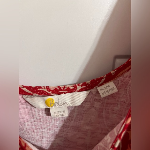 Boden Scoop‎ Neck Jersey Mini Dress Poinsettia, Exotic Tile Red Women’s 16/18 - Picture 4 of 8